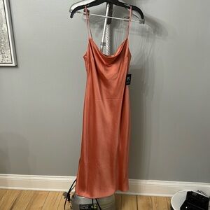 NWT Express coral/burnt orange slip dress Size M